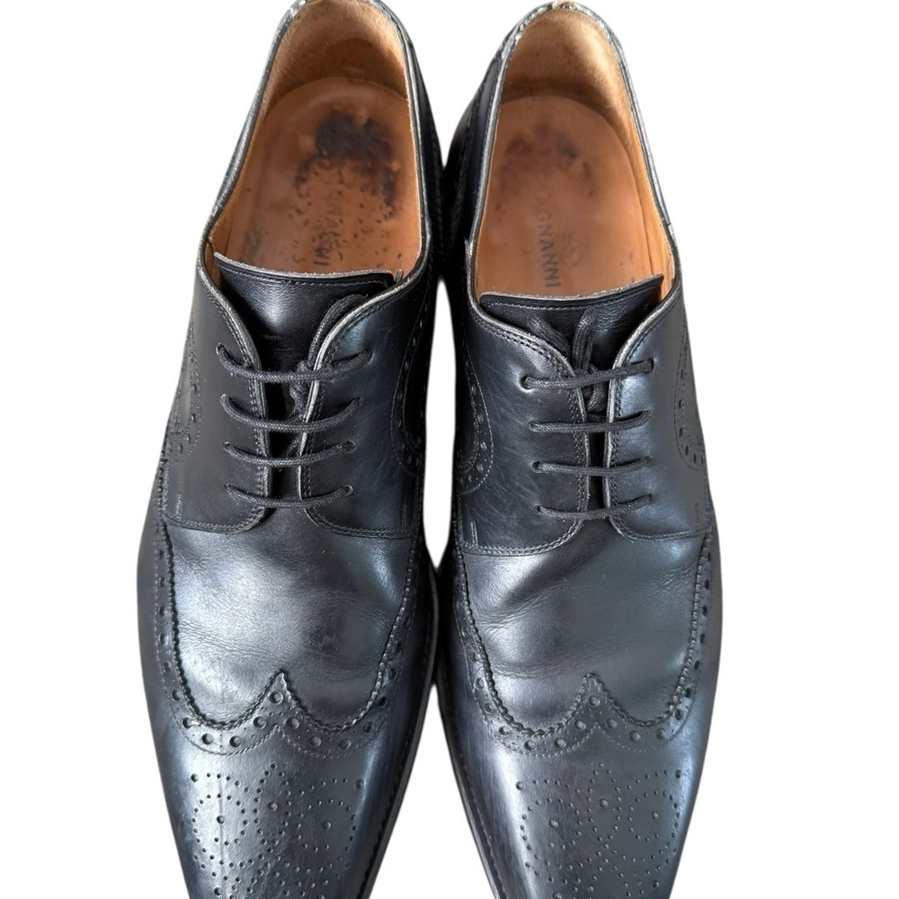 Magnanni Mens Shoes  Size 10  Brogue Wingtip Black Leather Derby Oxford 13974 - Picture 14 of 15